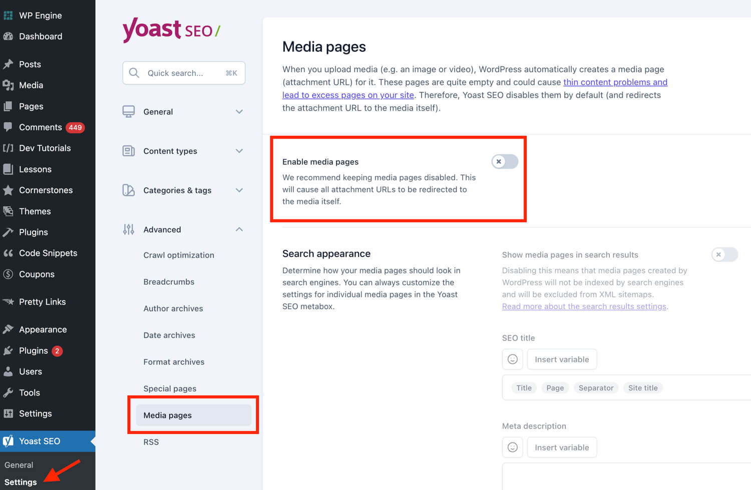 ریدایرکت صفحات پیوست با افزونه Yoast SEO