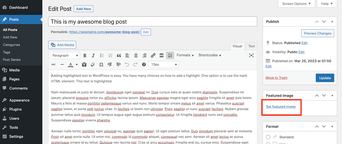 ثبت تصویر شاخص با ویرایشگر کلاسیک