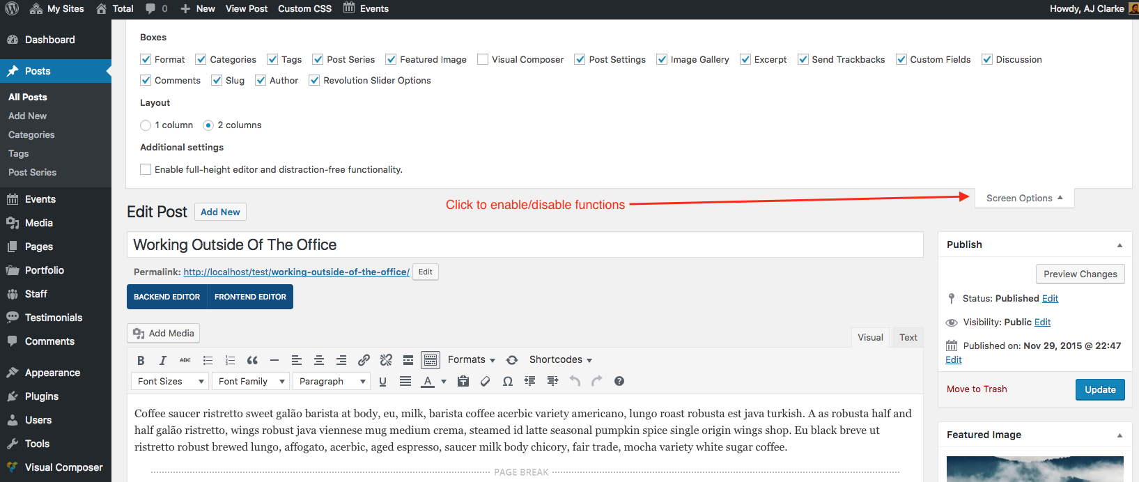 وردپرس تنظیمات صفحه